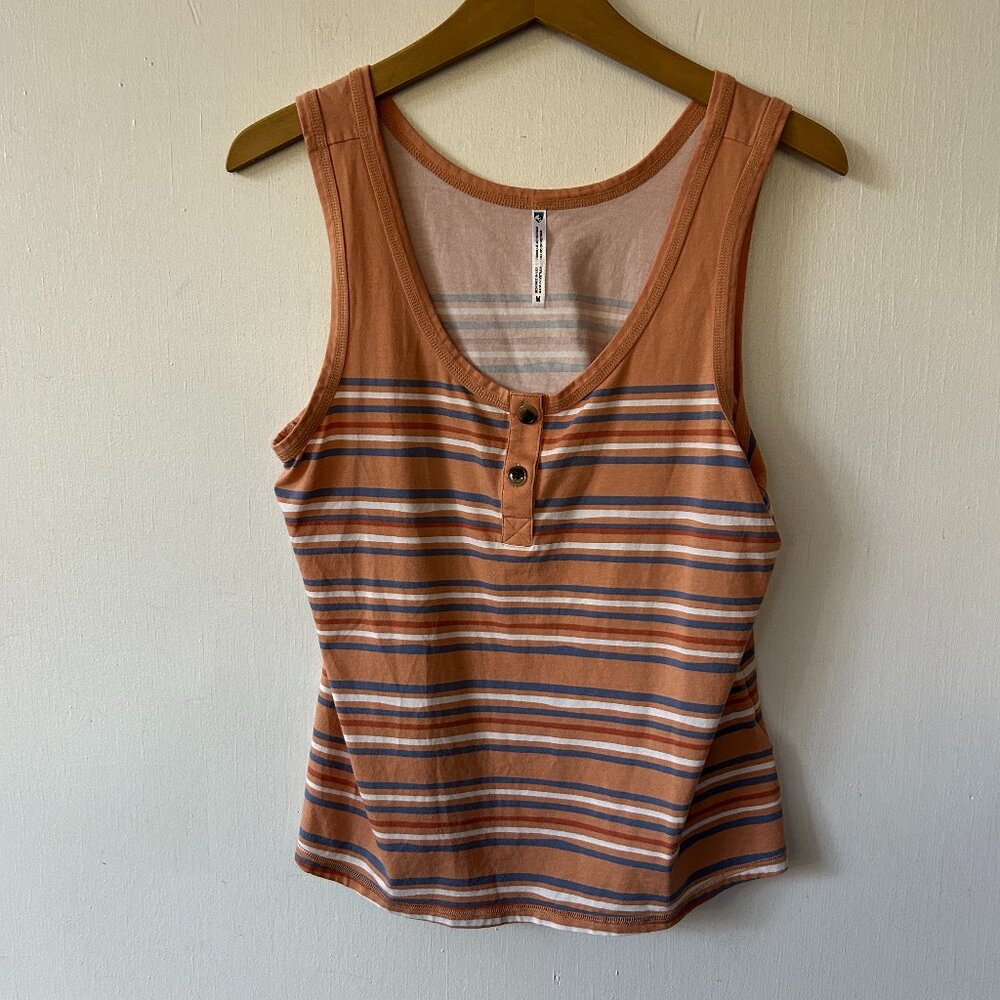 Kuhl Tank Top Womens Medium Orange Striped Scoop Neck Retro Granola Gorpcore